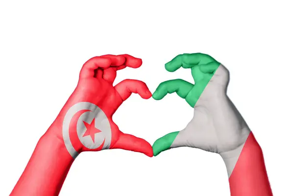 Tunesien Italien Hjerte Hånd Gestus Gør Hjerte Klipning Sti - Stock-foto