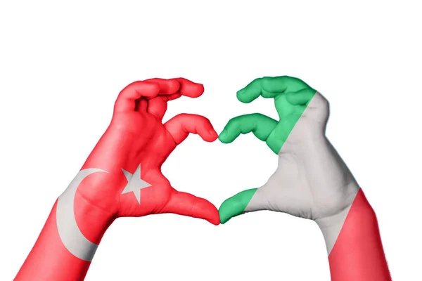 Tyrkiet Italien Hjerte Hånd Gestus Gør Hjerte Klipning Sti - Stock-foto