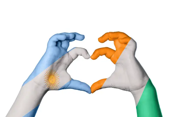 Argentina Elfenbenskusten Hjärta Hand Gest Att Göra Hjärta Klippning Vägen — Stockfoto