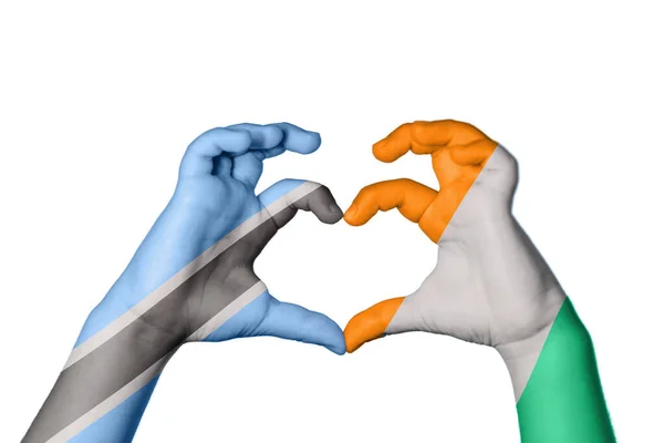 Botswana Ivory Coast Heart Hand Gesture Making Heart Clipping Path — Stock Photo, Image