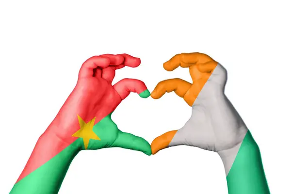 Μπουρκίνα Φάσο Ακτή Ελεφαντοστού Καρδιά Χέρι Χειρονομία Κάνοντας Καρδιά Ψαλίδισμα — Φωτογραφία Αρχείου