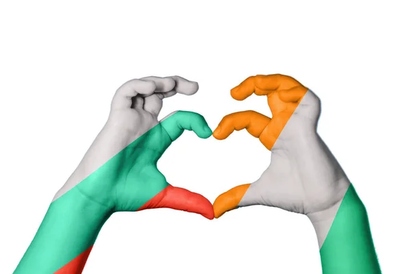 Bulgaria Ivory Coast Heart Hand Gesture Making Heart Clipping Path — Stock Photo, Image