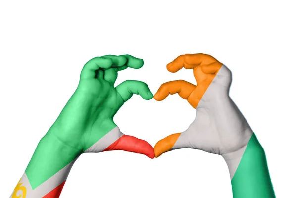 Tschetschenien Elfenbeinküste Herz Handbewegung Die Herz Macht Clipping Path — Stockfoto