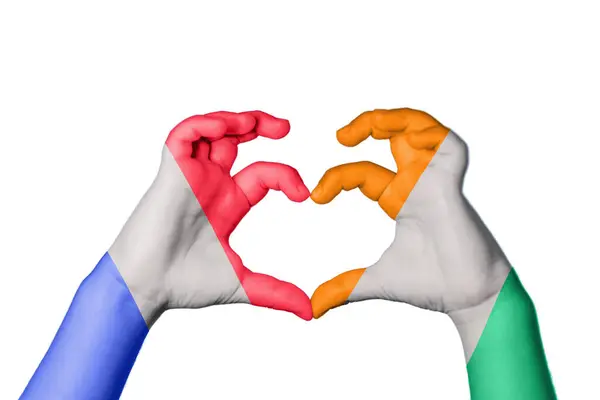 France Ivory Coast Heart Hand Gesture Making Heart Clipping Path — Stock Photo, Image