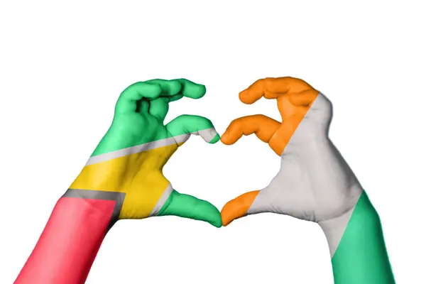 Guyana Elfenbenskusten Hjärta Hand Gest Att Göra Hjärta Klippning Vägen — Stockfoto