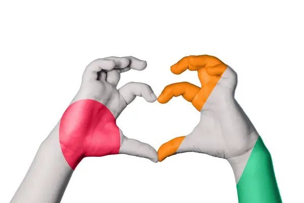 Japan Ivory Coast Heart Hand Gesture Making Heart Clipping Path — Stock Photo, Image