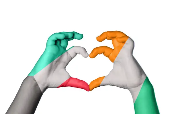 Kuwait Elfenbeinküste Herz Handbewegung Die Herz Macht Clipping Path — Stockfoto
