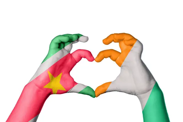 Suriname Ivoorkust Hart Handgebaar Maken Hart Knippad — Stockfoto