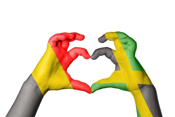 Belgium Jamaica Szív Kézmozdulatok Készítése Szív Vágási Útvonal — Stock Fotó