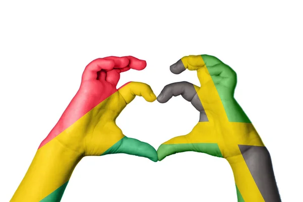 Bolivia Jamaica Heart Hand Gesture Making Heart Clipping Path — Stock Photo, Image