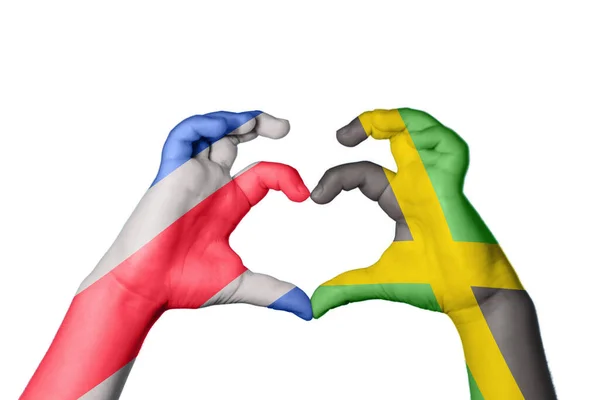 Kostaryka Jamajka Serce Gest Ręka Podejmowania Serca Ścieżka Clipping — Zdjęcie stockowe