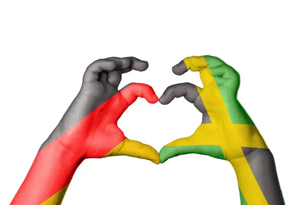 Alemania Jamaica Corazón Hacer Gestos Corazón Recortar Camino —  Fotos de Stock