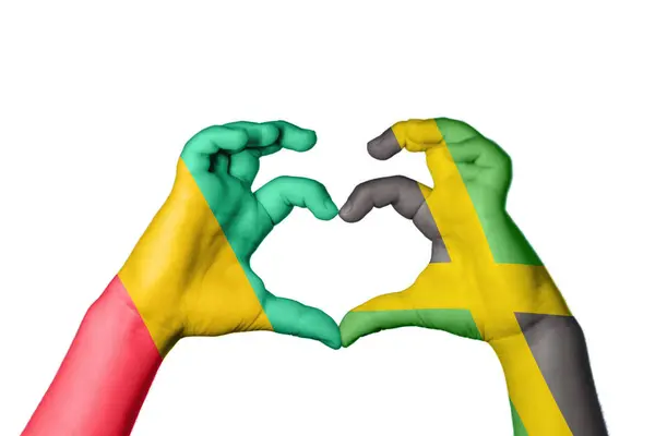 Guinea Jamaica Szív Kéz Gesztus Készítő Szív Vágási Útvonal — Stock Fotó