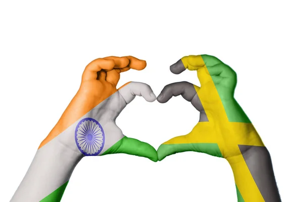Indie Jamajka Serce Ręka Gestem Podejmowania Serca Ścieżka Clipping — Zdjęcie stockowe