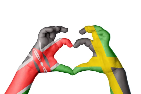Кения Ямайка Сердце Жест Руки Делает Сердце Обрезка Пути — стоковое фото
