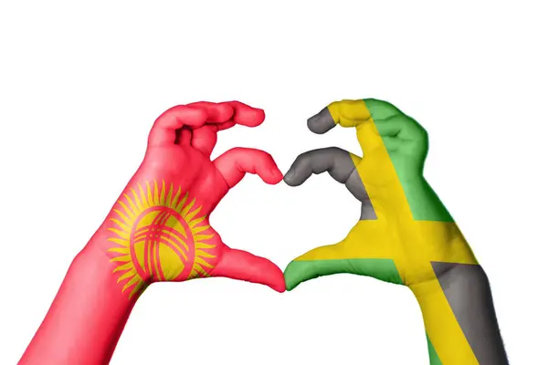 Kirgizisztán Jamaica Szív Kézmozdulatkészítés Szív Vágási Útvonal — Stock Fotó