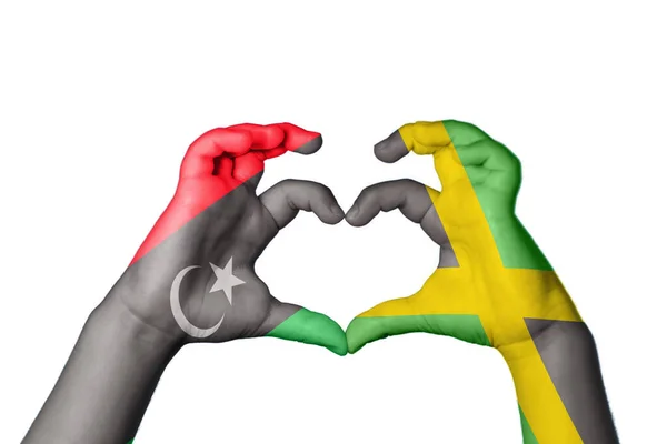Libia Jamaica Corazón Hacer Gestos Corazón Recortar Camino —  Fotos de Stock