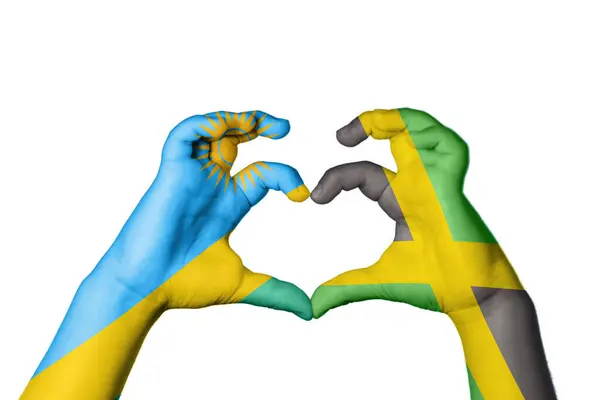 Руанда Ямайка Сердце Жест Руки Делает Сердце Обрезка Пути — стоковое фото