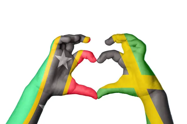Saint Kitts Nevis Jamaica Cuore Gesto Della Mano Che Cuore — Foto Stock