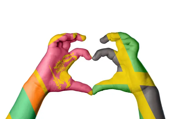 Srí Lanka Jamaica Szív Kézmozdulatok Készítése Szív Vágási Útvonal — Stock Fotó