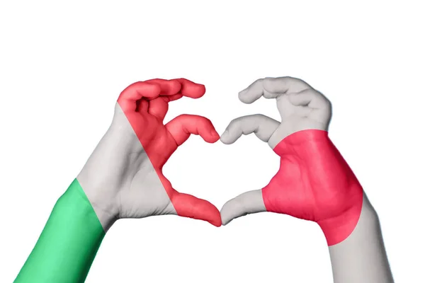 Itália Japão Coração Gesto Mão Fazendo Coração Clipping Path — Fotografia de Stock
