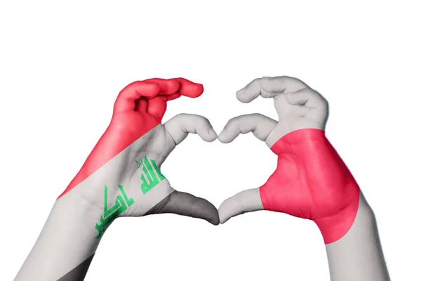 Iraq Japan Heart Hand Gesture Making Heart Clipping Path — Stock Photo, Image