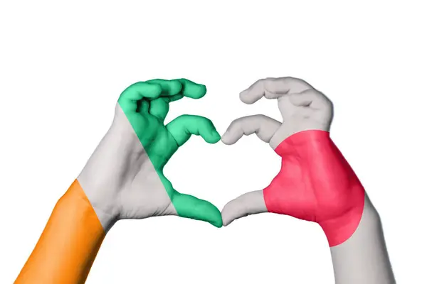 Ivory Coast Japan Heart Hand Gesture Making Heart Clipping Path — Stock Photo, Image