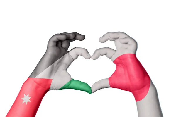 Jordan Japan Heart Hand Gesture Making Heart Clipping Path — Stock Photo, Image