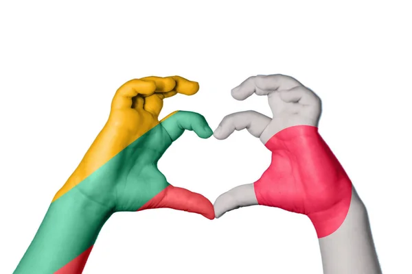 Литва Japan Heart Hand Gesture Making Heart Clipping Path — стоковое фото