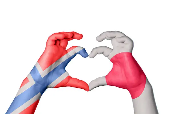 Noruega Japón Corazón Hacer Gestos Corazón Recortar Camino — Foto de Stock