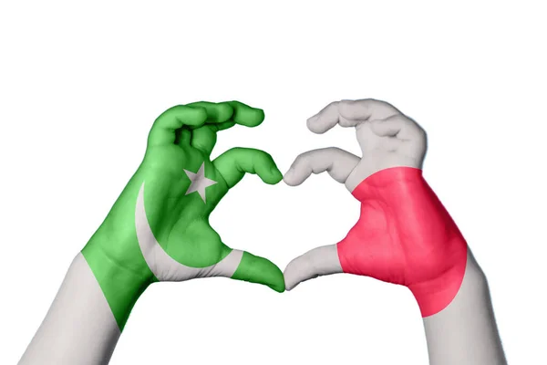 Pakistan Japan Heart Handgeste Die Herz Macht Clipping Path — Stockfoto