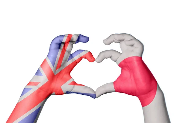 Reino Unido Japão Coração Gesto Mão Fazendo Coração Clipping Path — Fotografia de Stock
