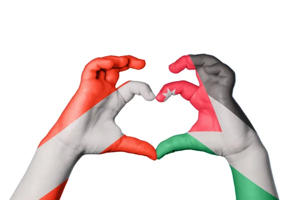 Österreich Jordan Heart Handgeste Macht Herz Clipping Path — Stockfoto