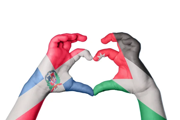 Домініканська Республіка Йорданія Серце Жест Рук Робить Серце Відсічний Контур — стокове фото