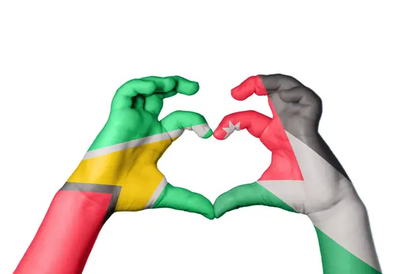 Guyana Jordan Szív Kéz Gesztus Készítő Szív Vágási Útvonal — Stock Fotó