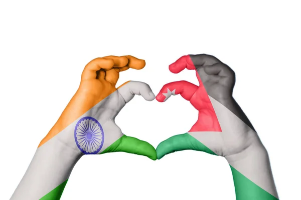 India Jordan Heart Hand Gesture Making Heart Clipping Path — Stock Photo, Image