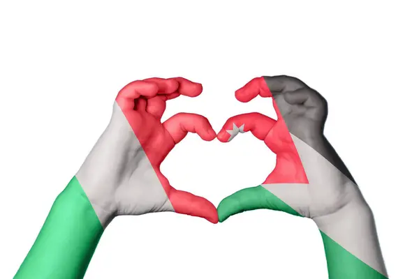 Italy Jordan Heart Hand Gesture Making Heart Clipping Path — Stock Photo, Image