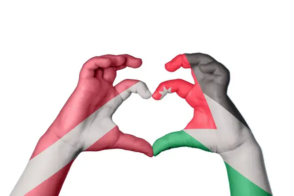 Latvia Jordan Heart Hand Gesture Making Heart Clipping Path — Stock Photo, Image