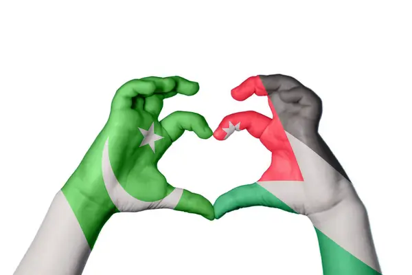 Pakisztán Jordánia Szív Kézmozdulatok Készítése Szív Vágási Útvonal — Stock Fotó