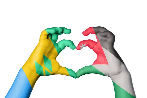 Άγιος Βικέντιος Και Γρεναδίνες Ιορδανία Καρδιά Χέρι Χειρονομία Κάνοντας Καρδιά — Φωτογραφία Αρχείου
