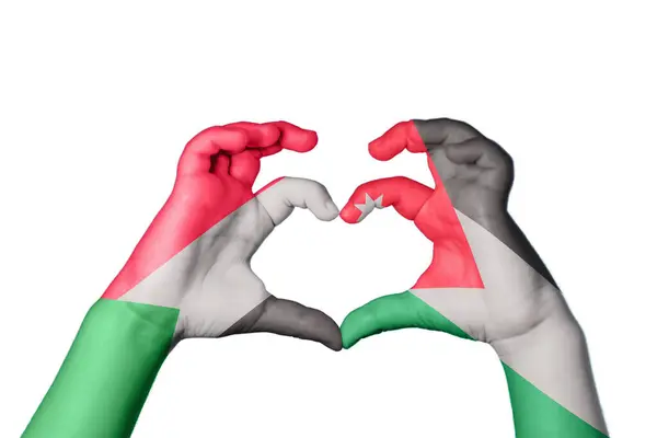 Sudão Jordan Coração Gesto Mão Fazendo Coração Clipping Path — Fotografia de Stock