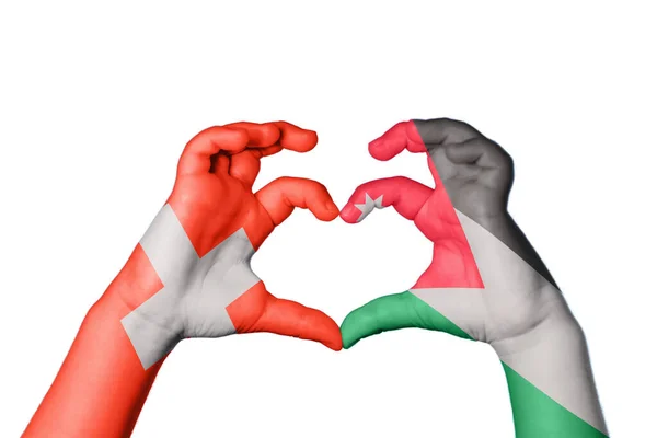 Zwitserland Jordan Heart Handgebaar Maken Hart Knippad — Stockfoto