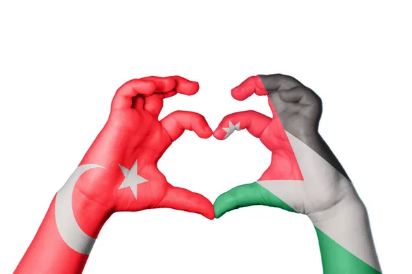 Turkey Jordan Heart Hand Gesture Making Heart Clipping Path — Stock Photo, Image