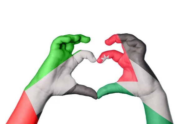 Vereinigte Arabische Emirate Jordanien Herz Handgeste Macht Herz Clipping Path — Stockfoto