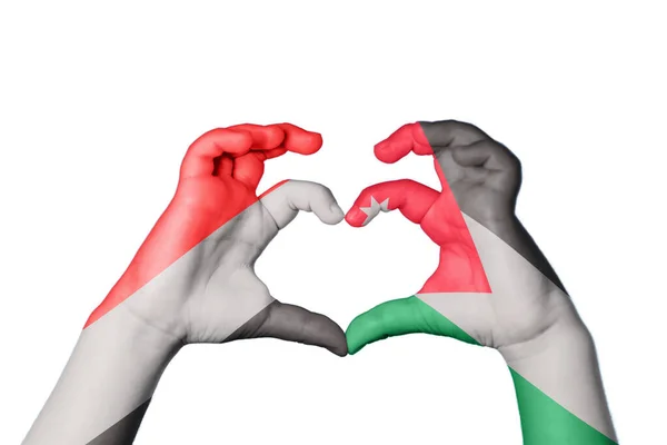 Jemen Jordanië Hart Hand Gebaar Maken Hart Knippen Pad — Stockfoto