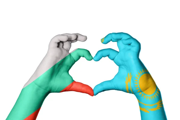 Болгария Kazakhstan Heart Hand Gesture Making Heart Clipping Path — стоковое фото