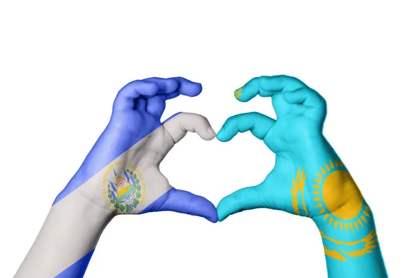 Salvador Kasachstan Herz Handbewegung Die Herz Macht Clipping Path — Stockfoto