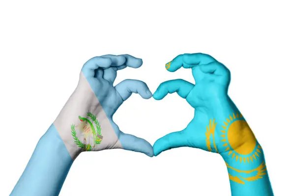 Guatemala Kasachstan Herz Handbewegung Die Herz Macht Clipping Path — Stockfoto