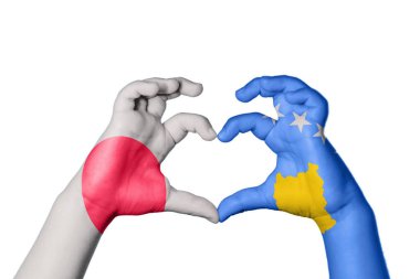 Japonya 'nın Kosova Kalbi ve El hareketi kalp yapıyor, Yol Kesiyor