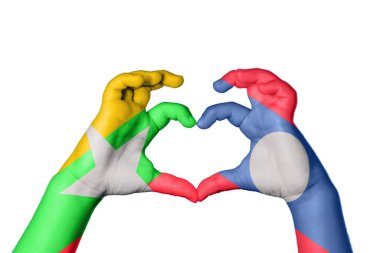 Myanmar Laos Heart, el hareketi kalp yapma, kırpma yolu.